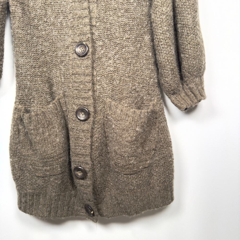 Free People Brown Bubble Sleeve Wool Blend Cardigan Sweater Women's Size S - Picture 6 of 7